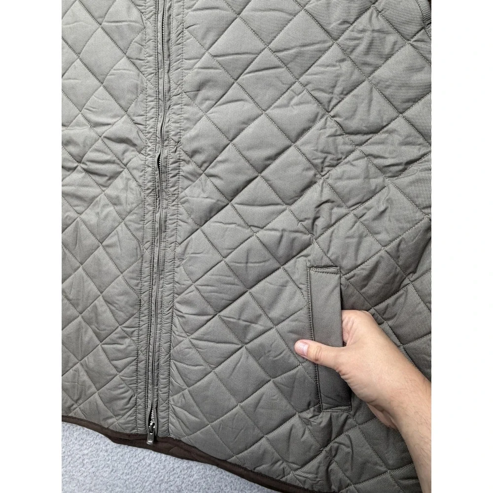 Peter Millar Vest Mens 2XLT Brown Quilted Full Zip Fleece Lined MF13Z13DX